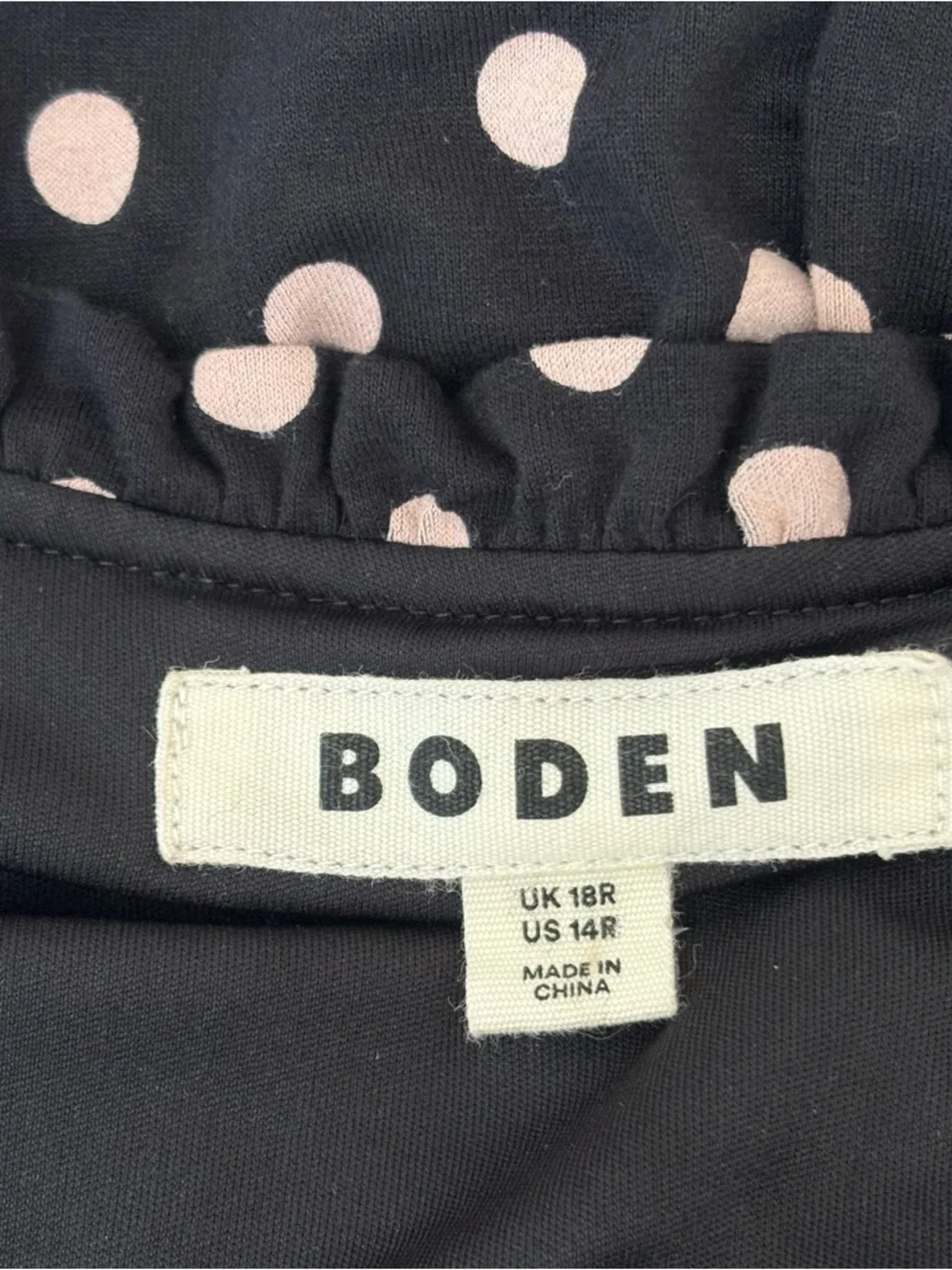 Boden Black Midi Dress with Pink Polka Dots - Picture 10 of 13